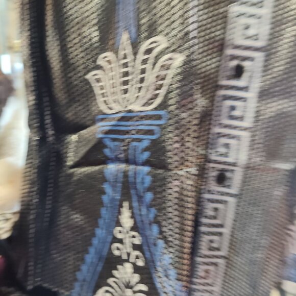 VARSARI BLUE SILVER GREEK KEY MAN'S DRESS SHIRT - Picture 7 of 12